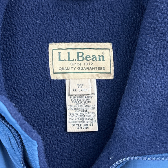 Vintage LL Bean Jacket Adult 2XL XXL Blue Fleece Lined Heavyweight Coat Zip 90s - Picture 5 of 10